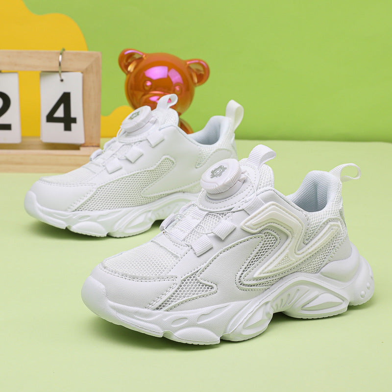 Premium Kids White Sports Sneakers – Lightweight Breathable Casual Shoes
